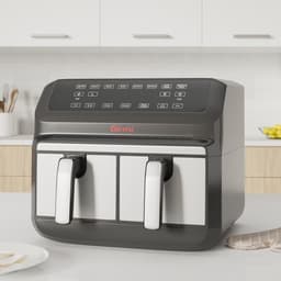 Dubbele Airfryer XL met 2 Zones - 8 Liter - Digitaal - 1700W - Zwart/Zilver — thumbnail 3
