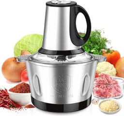 600 W Mini Food Chopper met 2 L RVS Kom - Drie Snelheden voor Keuken, Babyvoeding en Dierenvoeding — thumbnail 1