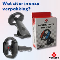 Turqero Stuurwiel voor Nintendo Switch Joy Con – Race Stuur - Racing wheel - Nintendo switch Accessoires - geschikt voor Switch & OLED - Zwart — thumbnail 5