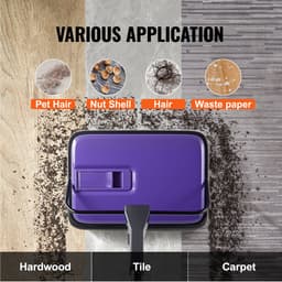 Handmatige tapijtreiniger, vloerreinigingsapparaat met een afvalbakcapaciteit van 300 ml, reinigingsbreedte van 17 cm voor tapijten, dierenharen en stof in woningen en kantoren, paars — thumbnail 5