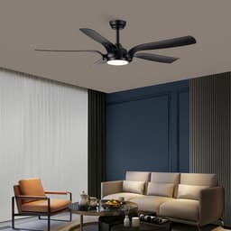 Plafondventilator met Verlichting en Afstandsbediening, 142 cm, Stil, Dimbaar, 6 Snelheden, 5 Bladen, Zwart — thumbnail 2