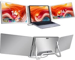 Virello® OneCable 14’’ - Portable Monitor - Inclusief Beschermhoes - Draagbaar Beeldscherm - Draagbare Monitor - Full HD - IPS - Grijs
