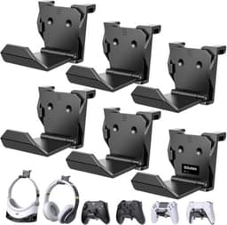 Sounix Universele Game Controller Houder - Hoofdtelefoon Hanger - 6 stuks - Controller Muurbevestiging voor PS5/PS4/Xbox/Switch - Zwart — thumbnail 1