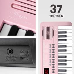 Áengus Keyboard Piano Keyboard Kind met 37 Aanslaggevoelige toetsen - USB-C MIDI - Roze — thumbnail 5