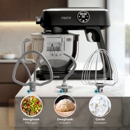 Fentic Keukenmachine 1800W, Keukenrobot met 7l RVS Mengkom, Incl. Menghaak, Garde, Deeghaak en Extra Accessoires, Keukenmixer Met Timer en 10 Snelheden — thumbnail 4