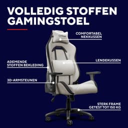 Trust GXT 723B Ruya Fabric - Gaming Stoel - Gamestoel - Bureaustoel - Verstelbaar - Gamingstoel - Gaming Chair - Beige — thumbnail 3