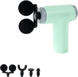 Massage gun - massagepistool - fascia gun - mini spiermassage apparaat - diepe spiermassage - 6 standen - 25W - 2200-4000 rpm - USB Type-C oplaadbaar - 4 massagekoppen - matcha groen — thumbnail 1