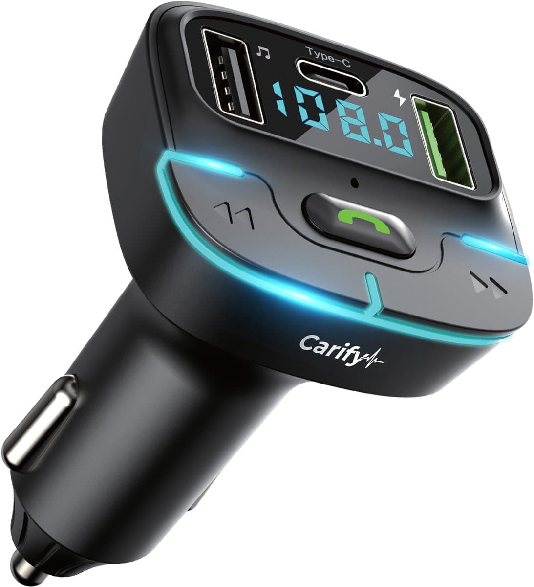 Carify® Bluetooth Transmitter - FM Transmitter voor auto - Carkit - Bluetooth Receiver - Autolader USB-C Snellader - BT 5.3 - 30W Supersnel Opladen - 2026 Model - Smart — afbeelding 1