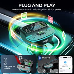 Carify® Bluetooth Transmitter - FM Transmitter voor auto - Carkit - Bluetooth Receiver - Autolader USB-C Snellader - BT 5.3 - 30W Supersnel Opladen - 2026 Model - Smart — thumbnail 4