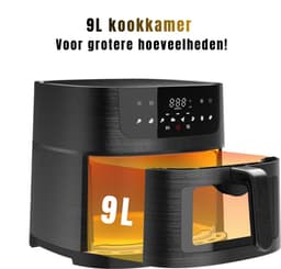 Quvo® Airfryer XXL - Mini-oven - Heteluchtfriteuse - 9L - 8 Programma's - Zwart - 30cm x 36cm x 30cm — thumbnail 2