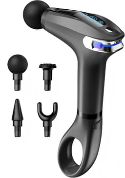Spier massager pistool – percussie, 8 niveaus, verlengde handgreep,timer 15 min – diepe weefselontspanning – compact en krachtig — thumbnail 1