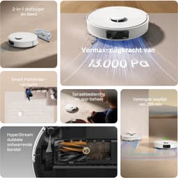Dreame D20 Robotstofzuiger met Dweilfunctie - 13.000 Pa Zuigkracht - Anti-haarverstrikkingstechnologie (huisdieren) - 285 Minuten Non-Stop Reinigen - Alle vloertypen - Zwart — thumbnail 5