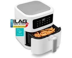 MEDION E40 XL heteluchtfriteuse (5,2 L, airfryer, 2 150 W, 9 automatische programma’s, bakfunctie, frituren zonder olie, touchbediening, LED-display), mat