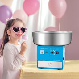 Suikerspinmachine / Suikerspin Maker - Elektrisch Commercieel - 1000W - 52 cm RVS Kom - Inclusief Suikerschep - Met Opberglade - Blauw — thumbnail 4