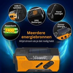 Urban State Noodradio opwindbaar en batterij - Solar radio - Zaklamp / powerbank - Noodradio solar opwindbaar - USB-C — thumbnail 2
