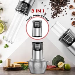 Krachtige 3-in-1 Hakmolen, Blender en Kruidenmolen - 500W Keukenmachine met 2L RVS Kom — thumbnail 4