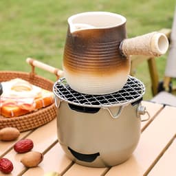 Grill - Draagbare houtskoolgrill - Mini houtskoolgrill van roestvrij staal - Kleine buitengrill - Geschikt voor kamperen, barbecueën in de achtertuin, campers en picknicks (Groen) — thumbnail 3