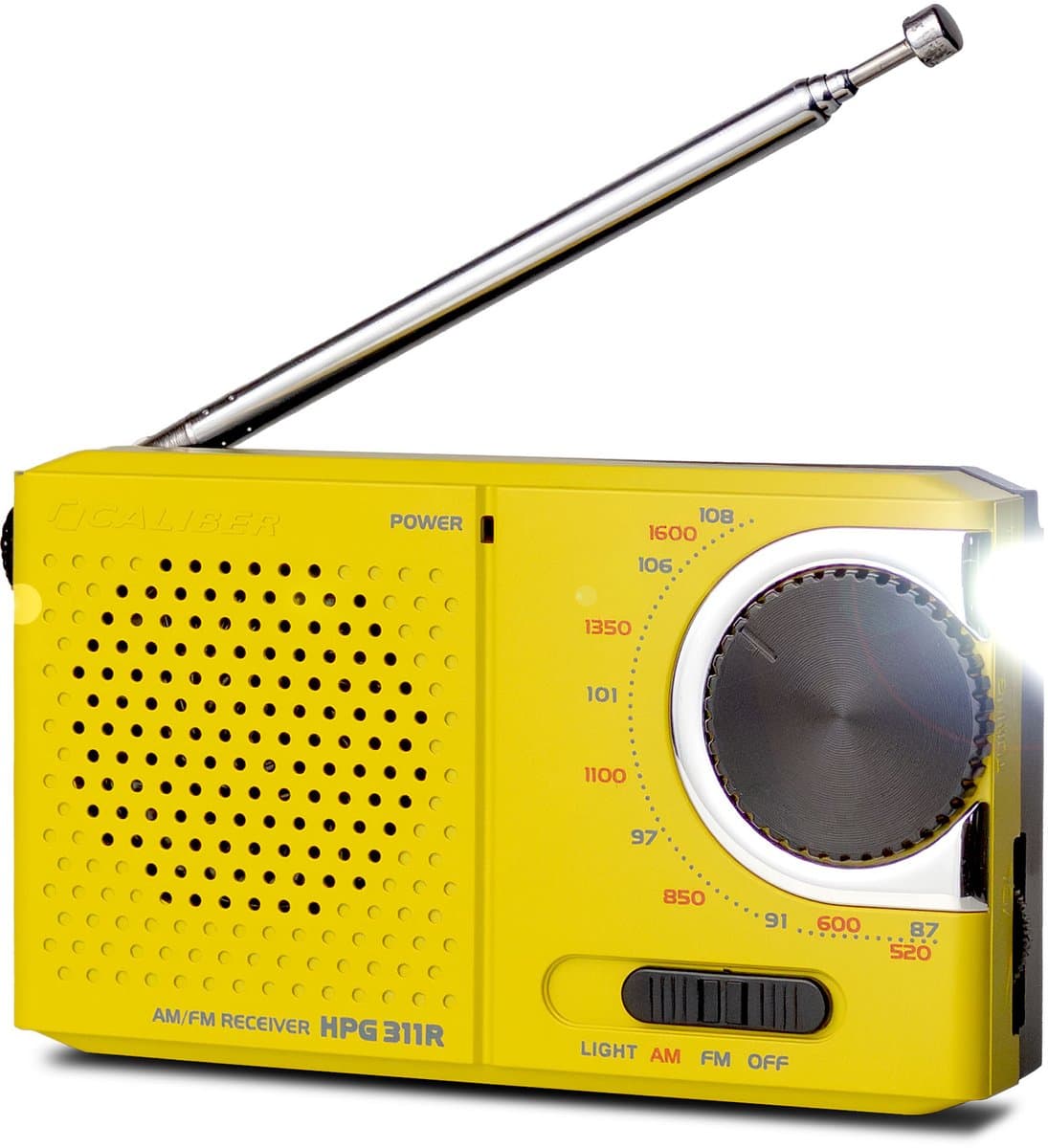 Caliber Noodradio - Radio op Batterijen - Draagbare Radio - Met Zaklamp - Geel — afbeelding 1