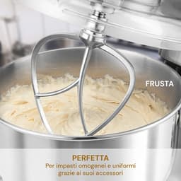 Krachtige Planetaire Mixer 1200W met 6.2L RVS Kom, Inclusief Deegkneedhaken, Garde en Vleesmolen — thumbnail 4