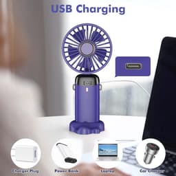 Draagbare Mini Ventilator met 5 Snelheden, Oplaadbare Zakventilator voor Kantoor en Outdoor Gebruik — thumbnail 4
