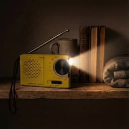 Caliber Noodradio - Radio op Batterijen - Draagbare Radio - Met Zaklamp - Geel — thumbnail 4