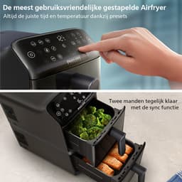 Philips 4000 Series Dual-Stacked Dubbele Airfryer – NA460/00 - 2 Lades (Sync) – 10 L – Tot 6 Personen – Bespaart 45% Ruimte — thumbnail 5