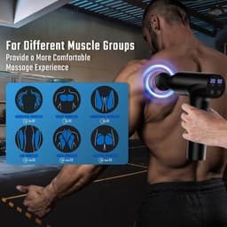 Massagepistool met LED-Touchscreen – 20 Snelheden – 9 Massagekoppen – Stil Percussie Massageapparaat – Inclusief Draagtas — thumbnail 5