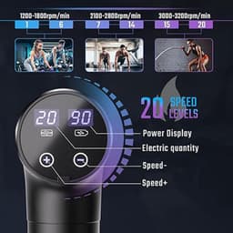 Massagepistool met LED-Touchscreen – 20 Snelheden – 9 Massagekoppen – Stil Percussie Massageapparaat – Inclusief Draagtas — thumbnail 3
