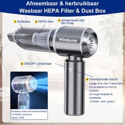 Kraftverdia Kruimelzuiger Snoerloos - Handstofzuiger - Auto stofzuiger - Zwart / Grijs - Incl. opzetstukken — thumbnail 5