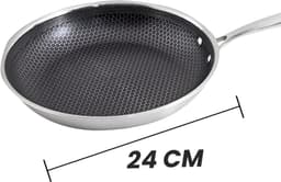 Cheffinger, Koekenpan 24 cm met honingraatcoating en lange handgreep, Zilver — thumbnail 3