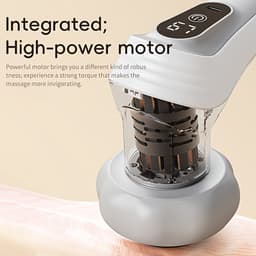 Zwarte fascia massager, full-body massager, kan worden gebruikt om de huid te verstevigen. Het is uitgerust met vijf vervangbare massagekoppen om aan verschillende massag behoeften te voldoen, met 9 niveaus van intensiteitsregeling. — thumbnail 3