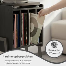 ACAZA LP Opbergsysteem - LP Houder - Zwart - 45 x 30 x 66 cm (L x B x H) - Platenspeler Meubel - Vinyl Opbergsysteem - Platenkast - Platenhouder - 72 Platen — thumbnail 2