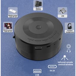 Mini Projector - Mini beamer - Draagbaar - Zakprojector - Draagbare Thuisbioscoop – Ondersteunt – Voor Kinderen & Smartphone – Rond – Zwart – 11x11x4.7cm — thumbnail 2