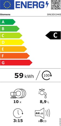 Siemens SR63EX24KE - iQ300 - inbouw vaatwasser - 45 cm - energieklasse C - 44 dB(A) — thumbnail 2