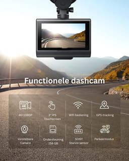 VH Supplies® Dashcam voor Auto - Dashboard Camera - Voor en Achter Camera - 4K + 1080P - 32 GB SD-kaart — thumbnail 5