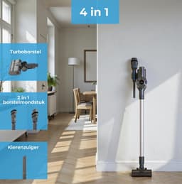 Innova Essentials PowerVac Pro+ - Steelstofzuiger Draadloos - 500 Air Watts - extra accu - 4 extra HEPA Filters- met 4 verschillende opzetstukken - Draadloze Stofzuiger - Zonder zak op accu - Vacuum Cleaner — thumbnail 4