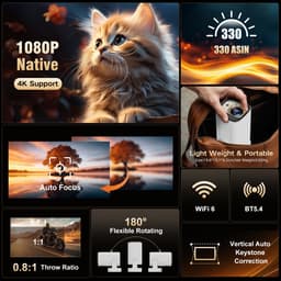 Beamer - Projector Beamer - Android - WiFi - Autofocus - Thuisbioscoop - Klein en Licht - Bluetooth - Wit — thumbnail 3