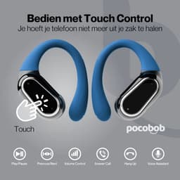 pocobob SP - draadloze sport oordopjes - Zwart - hardloop oortjes met oorboog achter oor -bluetooth oordopjes hardlopen — thumbnail 3