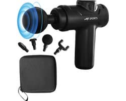 AJ-Sports Mini Massage Gun - Massage Pistool - Massage Apparaat - 4 opzetstukken - Inclusief Koffer - Zwart - Draadloos - Krachtig