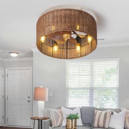 ENXING Vintage E12 Plafondventilator Met Lamp Omkeerbare Stomme Plafondventilator Licht 6 Snelheid Timer Vintage Cage Fan Plafond Licht Boho Voor Woonkamer Slaapkamer Lounge (lamp Niet Inbegrepen) — thumbnail 3