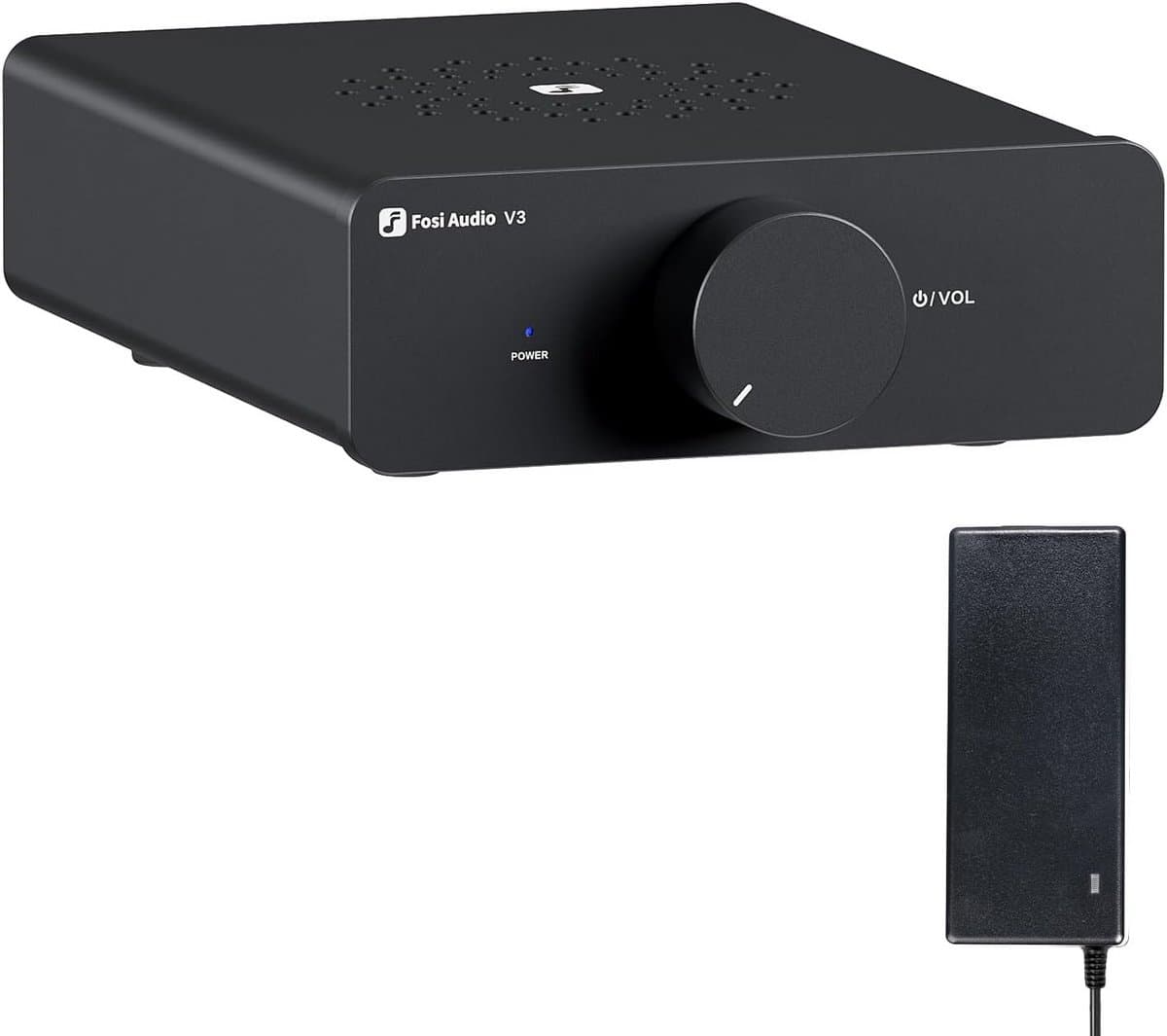 Fosi Audio V3 Amplifier Stereo HiFi, 300Wx2, Chip TPA3255, Mini Stereo Amplifier, 2 On-Amp TI NE5532 Replaceable, Innovative Design for Heat Dissipation, 2.0 Channel Class D Power Amplifier — afbeelding 1