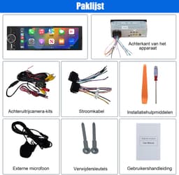 HexinexMarket 1DIN Autoradio - 6,36 inch scherm - met Draadloze Carplay & Android Auto - BT 5.2 - USB/USB-C + Achteruitrijcamera — thumbnail 4