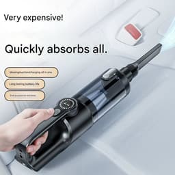 Draadloze Handstofzuiger Voor De Auto - Draagbare Oplaadbare Mini Autostoofzuiger - Zwart - 8 Opzetstukken - 17000Pa — thumbnail 3