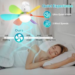 MUPOO Plafondventilator met verlichting met Afstandsbediening - Ø52 cm - Dimbaar - 3 CCT Lichtkleuren - 3 Snelheden - Timer - Geheugenfunctie - E27 Fitting - Compact - Slaapkamer Keuken Woonkamer Garage (Multicolor) — thumbnail 5