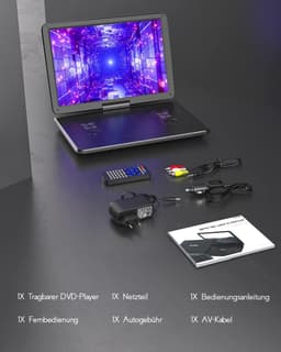 17,5'‘ Draagbare DVD Speler Auto met 15,6’' draaibaar HD-scherm, 6 uur batterijduur, ondersteunt meerdere formaten/SD/USB, tv/projector-synchronisatie, schokbestendig & opslagfunctie, stereoluidsprekers — thumbnail 5