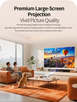 Mini Beamer X3 - Projector met Netflix+YouTube+Disney+ - 4K-ondersteuning - Home Cinema - Android 14.0 - WiFi 6 & Bluetooth 5.2 - Wit — thumbnail 5