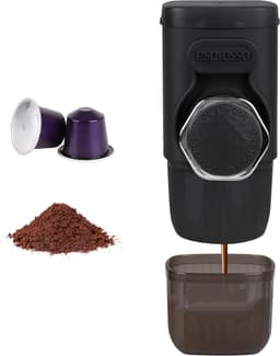 Draagbare Espressomachine - Handmatig (Zonder Stroom) - 15 Bar - 2-in-1 voor Capsules & Gemalen Koffie - 100ml - Reis Koffiezetapparaat - Zwart — thumbnail 1
