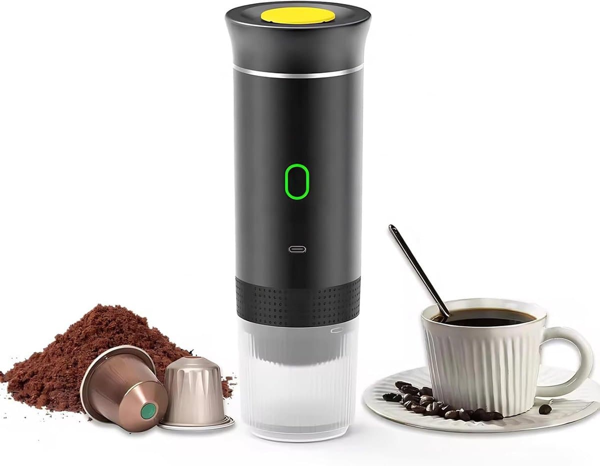 Draadloze Draagbare Espresso Machine - 3-in-1 Oplaadbare Koffiemaker voor Capsules en Poeder - 7500mAh - Geschikt voor Reis, Camping, Auto en Kantoor - Zwart — afbeelding 1
