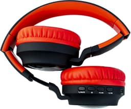 PowerLocus Buddy Draadloze On-Ear Koptelefoon voor Kinderen, LED lampjes, 85db Limiet, met Microfoon, Micro SD poort - Zwart/Rood — thumbnail 4