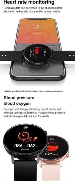 DrPhone DTX-2 - Hybrid Smartwatch 42mm voor Mannen en Vrouwen Aluminium + Retina Horloge - 360x360 Kleurenscherm - RoséGoud — thumbnail 4